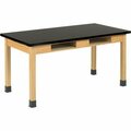 Diversified Spaces Table, w/Compartments, ChemGuard, WoodLegs, 72inx24inx30in, Oak/BK DVWC7302BK30N